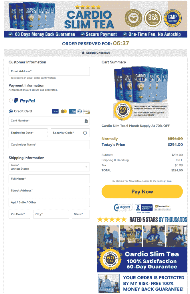 Cardio Slim Tea Checkout Page.png